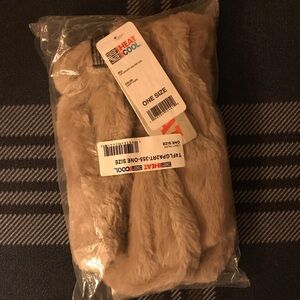 Faux Fur Hand Warmer Gloves one size light taupe